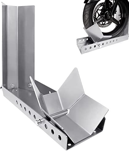 Yznahre 1er Motorrad Wippe Verladehilfe Schiene Motorrad Ständer Motorradwippe für Anhänger, Motorrad Rangierhilfe Standschiene Motorradständer Vorderradklemme Radwippe mit 3 Ankerbolzenlöchern