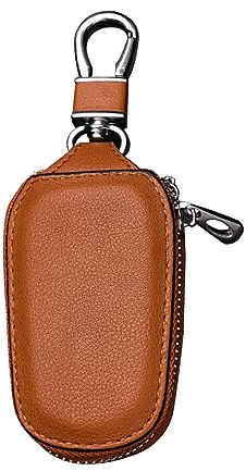 JNNJ Funda para Llaves de Coche de Piel, Fundas de Bloqueo de Señal para Llave de Coche, Funda Protectora para Llaves Anticolisión y Antifricción para Llave a Distancia(Marrón)