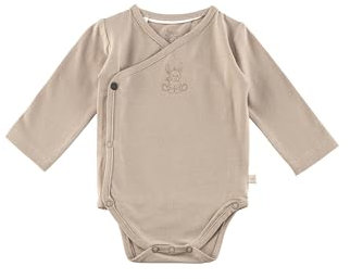 Sterntaler Body Emmi - Unisex Wickel Body aus Baumwoll Jersey - Langarm Body mit Esel Emmi Print - Neugeborenen Body seitlich zum Knöpfen - Druckknöpfe im Schritt - Baby Strampler, Sand, Größe 68