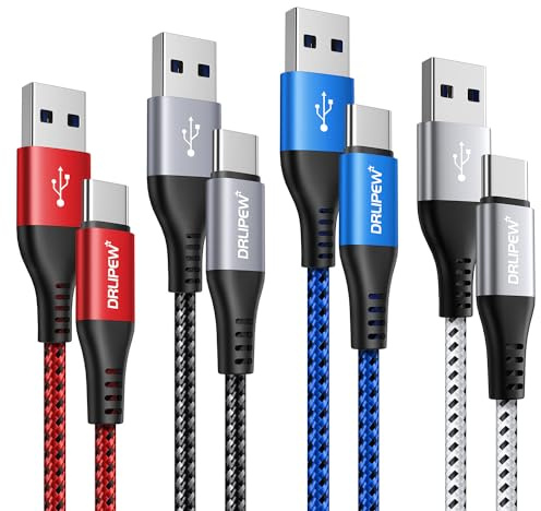 Câble USB C [2M, Lot de 4], Cable Chargeur USB Type C Charge Rapide Nylon Tressé pour iphone 15, Samsung Galaxy S10 S20 S21 S22 S23 S24 FE Plus Ultra 5G S10 S9 A15 A14 A23 A21 A41 A50 A70 A51 A54 A71
