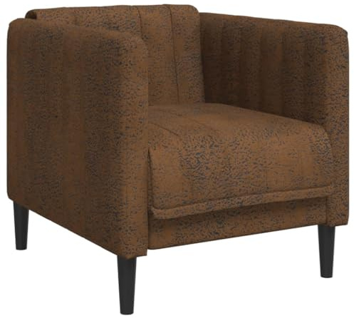 vidaXL Sillón, Silla Tapizada de Relax con Respaldo Reposabrazos, Sofá de Descanso Televisión, Asiento para Salón, Cuero Sintético de Ante Marrón
