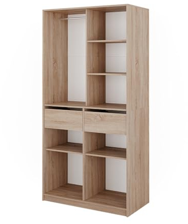 Vicco Armario Elmo, Sonoma, 100 x 200 cm con 2 cajones, para un Almacenamiento Flexible de Todo Tipo de Prendas de Vestir