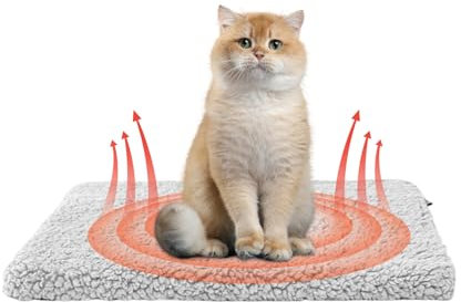 Yootiko Selbstheizende Katzendecke Katzenkissen,Wärmedecke für Katzen Hunde Grau,60x45 cm Selbstwärmend Wärmematte Katze,Superweich Katze Haustiere Winter Mat Rutschfester Abnehmbarem Waschbarem