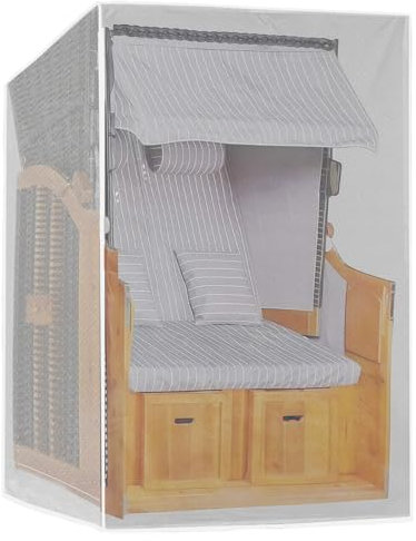 LEKEFETO Housse de protection pour chaise de plage, housse de protection pour corbeille de plage, imperméable, résistante à la poussière, aux UV et à la déchirure - 125 x 90 x 165/135 cm - Transparent