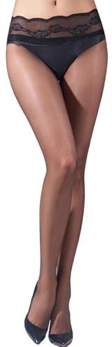 HTRUIYATY Collant Donna Trasparenti Senza Cuciture Seta Ultra Sottile Collant in Pizzo a Vita Alta