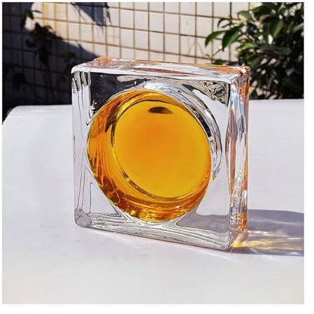 ZBORAVPIX Bloc de Verre rectangulaire Transparent, Blocs de Verre, Briques de Cristal Multicolores, Lot de 2, 15 x 15 x 5,8 cm(Yellow)