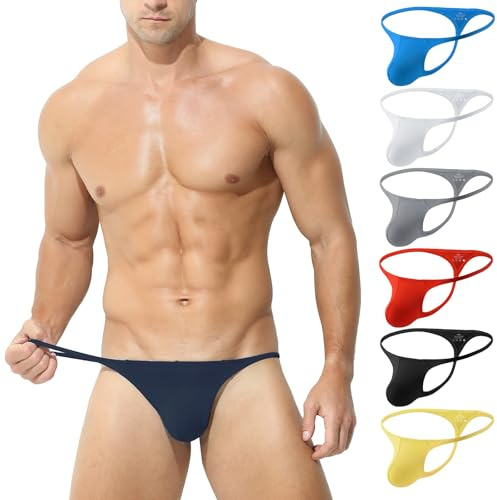 KAREN SPACE Men's Thong Bikini Underwear, Men's Sexy G-String T-Back Underwear Low Rise