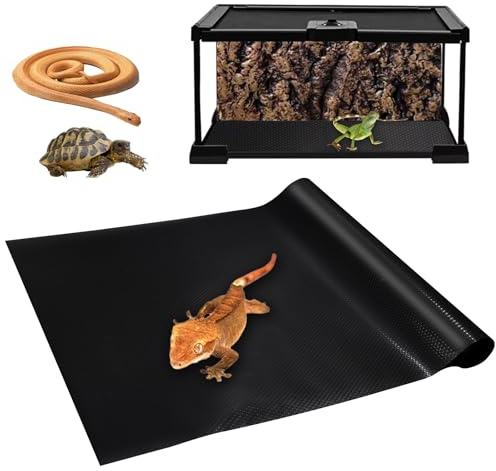 Reptile Carpet, Substrate Terrarium Tank Liner Carpet, Waterproof Non-slip Reptile Mat Terrarium Liner Tank Flooring, for Bearded Dragon Lizard Gecko Iguana Iguana Leopard Gecko (Black, 45x100cm)