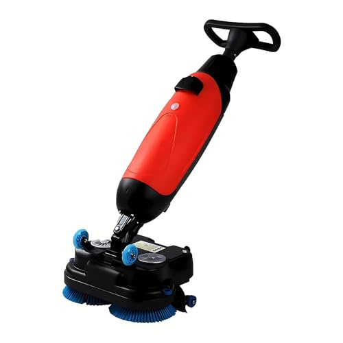 Lissontine Mini Fregadora de Suelos Automática a Batería, Fregadora Comercial Ligera, Doble Depósito de Agua, Cepillo Rotativo 360°, Limpieza Profesional, Oficinas y Escuelas Red
