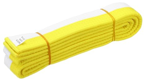 YELARXI Karate Belt, Martial Arts Ranking Belts Solid Cotton Double-Layered Core Long Soft Uniform Training Equipment Fitting for(Taekwondo/Karate/Judo/BJJ/Competition) 7.2ft&White/Yellow