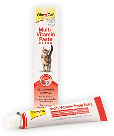 GimCat Multi-Vitamin Paste Extra - Katzensnack mit Fischöl für ein starkes Immunsystem und den Zellstoffwechsel - 1 Tube (1 x 100 g)