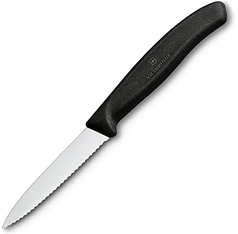 Victorinox 3.25 Inch Swiss Classic Paring Knife with Serrated Edge, Spear Point, Black