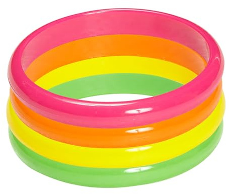 W WIDMANN MILANO Party Fashion 05845 - Armbänder Neon, 4er Set, Schmuck, Armkette, 80er Jahre, Karneval, Mottoparty