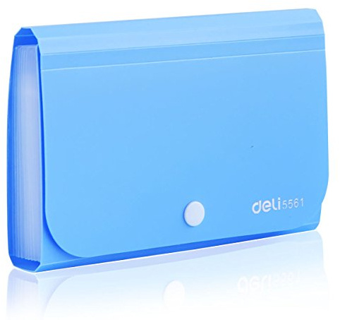 Expanding File Folder, Subdivision Accordion File Folder Mini Organizer PP Wallet for Cards,Coupons,Receipt,Tax Item or Changes,7x4.5 Inches,12 Pockets with Tabs and Check Case(Blue)