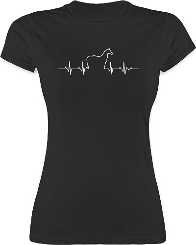 Shirt Damen - Herzschlag Pferd I Geschenk Pferde I - L - Schwarz - pferdeshirts für mädchen reitklamotten pferdeliebhaber pferden Tshirt Pferde-Shirt reitbekleidung reiten tiermotiv t-Shirts