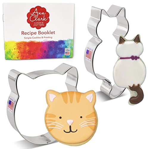 Ann Clark Cat Cookie Cutter Set, Set of 2, Made in USA