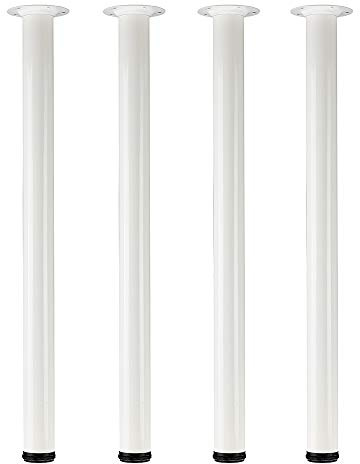 QLLY 30 inch Adjustable Metal Desk Legs, Heavy Duty Furniture Table Legs with 1 Leveling Adjustment for DIY Office Desk, Workbench, Dining Table, Set of 4 (White)