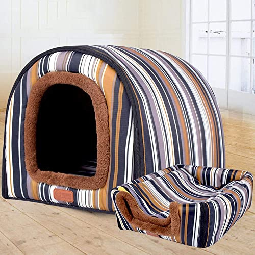 HANHAN Extra Large Pet House Dog Bed with Roof XL,Labrador Calming Cave Medium Washable Orthopedic Cushion Wicker Heated Pad Anti Anxiety Chew Jumbo Small Tent Tough