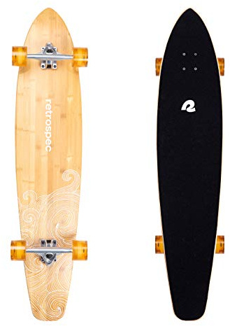 Retrospec Zed Longboard Skateboard Complete Cruiser | Bamboo & Canadian Maple Wood Cruiser w/Reverse Kingpin Trucks for Commuting, Cruising, Carving & Downhill Riding