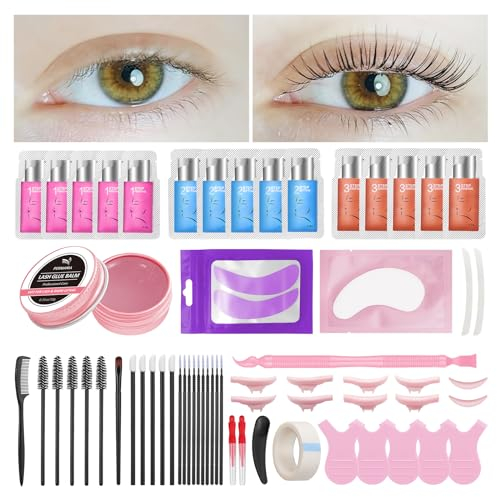 PERMANIA Kit Pestañas Lifting, Eyebrow Lift Kit, 2-in-1 Kit Lifting Pestañas, Fragancia de Rosas, Nuevos Accesorios para Pestañas Curvas