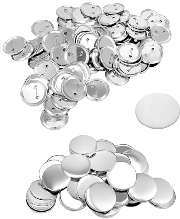 QWORK® 100 Sätze Metall Buttonrohlinge Sicherheitsnadel - 58mm -Abzeichenherstellung Zubehör für Buttonmaschine