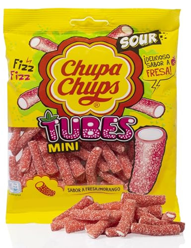 Chupa Chups Gominolas Mini Tubos de Fresa Ácida, 150g