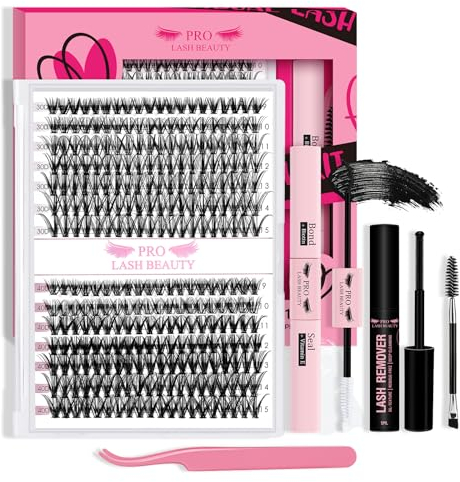 PRO Kit pestañas pelo a pelo Kit de extensión de pestañas DIY com 280 peças de pegamento y sellado de pestañas, removedor de pegamento de pestañas, aplicador (30D+40D-9-16mix kit)