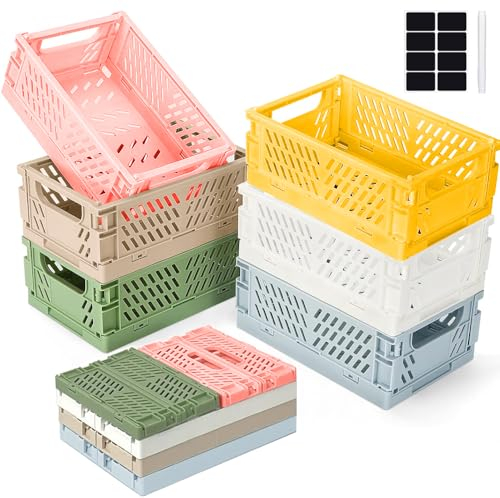 SXCCNW Klappkiste, 6 Stück Klappbox Mini Klappkisten Stapelbar Klappkorb Körbe Aufbewahrungskiste für Schlafzimmer Küche Badezimmer Büro(15×9,7×6cm)