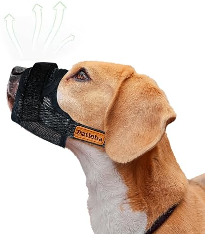 Muselières pour Chiens,Muselière en Maille à Air Doux Contre Les Morsures, Les Aboiements et Mâchonnements, Museliere, Buvable et Réglable Boucle Petits Moyens Grands Chiens (Black, L)
