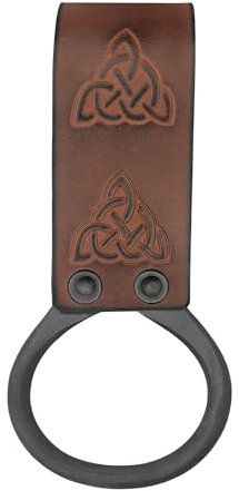 Lord of Battles Hache grenouille médiévale en cuir véritable | Étui pour hache avec passant de ceinture | Support de taille pour haches, outils avec nœud celtique marron, marron, 16.5 cm