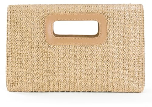 SUKUTU Clutch Handtaschen für Frauen Top Handle aus gewebtem Stroh Clutch Geldbörse Schulter Umhängetasche Sommer Raffia Tasche
