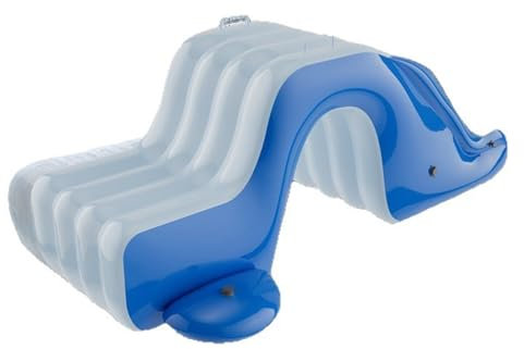 Loyimioo No Queuing Inflatable Pool Slide For Home Use Wider Water Base For Stability｜PVC Tear Resistant Materia Outdoor Water Recreation Facilities Blue White