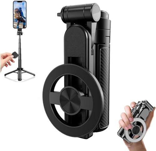 4 in 1 Multifunktionaler Magnetischer Selfie-Stick, 360°-Rotations-Telefonständer mit kabelloser Fernbedienung für iPhone & Android, Telefonstativ für Zuhause, Reisen, Vlogging & Videoaufnahme