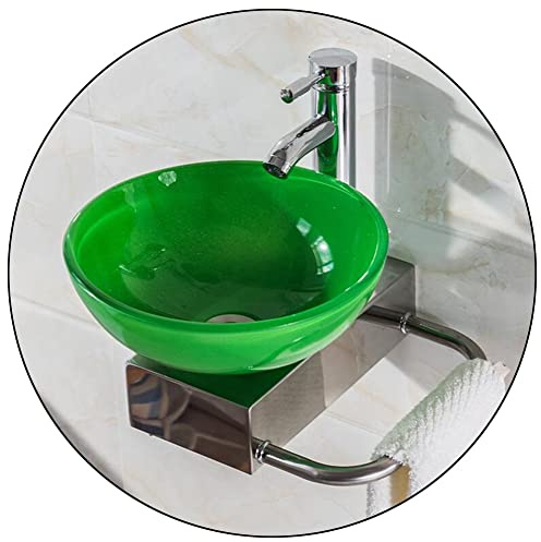 Wall Mounted Washbasin - Tempered Glass Vessel Sink Bowl Set for Modern Bathroom Decor