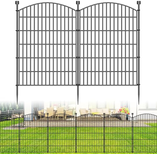 No Dig Decorative Garden Fence 5 Panels, 102 cm (H) x 3.6 m (L), Dog Fence Outdoor for Yard, Rustproof Metal Animal Barrier Ground Stakes Fencing for Garden, Patio, Flower Bed