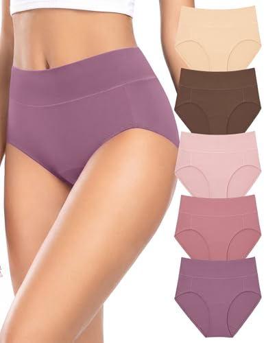 Briyat Slip Femme Coton Taille Haute Échancrure Haute, Large Ceinture Douce
