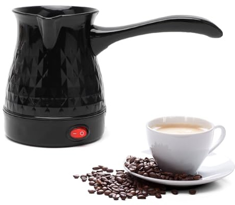 LOMUG Macchina da caffè turca elettrica, 600 W, 500 ml, Cezve, caffettiera espresso con manico, in acciaio inox, per casa, ufficio, viaggi, campeggio