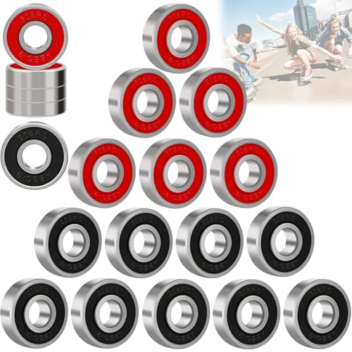 Cerkkapo Lot de 20 roulements à billes 608 - 8 x 22 x 7 mm - ABEC-9 608 2RS - Double blindage - Matériau en acier à haute teneur en carbone - Pour skateboard, roller, rollers