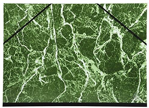 Exacompta 632E Zeichenmappe Annonay für DIN A3+ mit Gummizugverschluss. Aus extra starkem Karton 3cm Rückenbreite schwarz-grün marmoriert ideal zum transportieren und aufbewahren