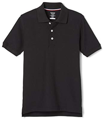 French Toast Unisex Kids Short Sleeve Pique (Standard & Husky) Polo Shirt, Black, XL