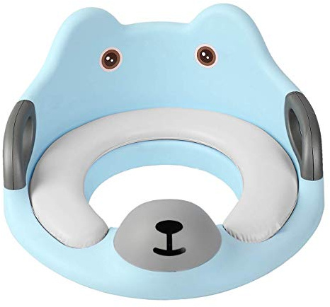 MASS DYNAMIC Toddler Toilet Seat – Blue Potty Training Seat for Boys – Non-Slip Child Toilet Trainer with Handles, Backrest & Splash Guard – Padded Cushion – Suitable for Ages 1–7