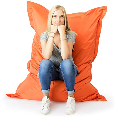 LIVEDECO - Pouf Géant XL 160 x120 cm Intérieur et Extérieur, Déhoussable, Salon, Jardin, Orange BiG52