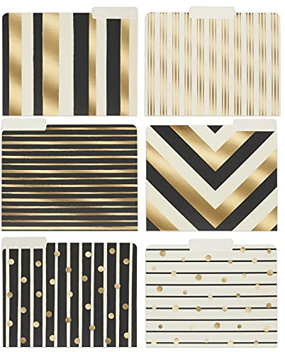 Paper Junkie Colored File Folders - 11.5 x 9.5 in, Gold Geometric, 12 Pack - Manila Folders with 1/3 Cut Tabs for File Cabinet - Desk Accessories & Cute Office Supplies