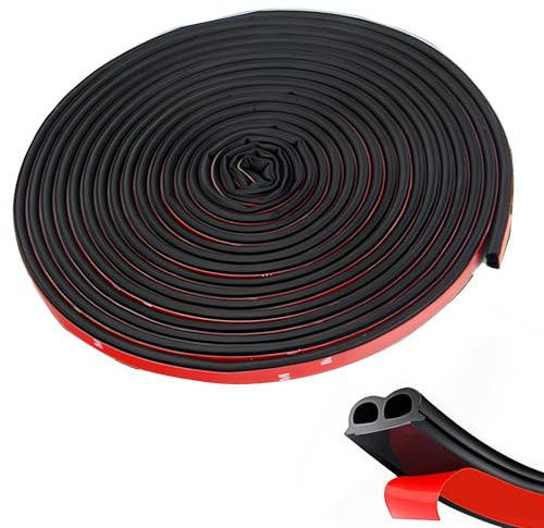 Joint Porte Auto, CTRICALVER 5M/16FT B forme auto adhésif caoutchouc bande de joint de portière de voiture, Pour La Voiture, Porte Avant/Porte Arrière, Joint De Fenêtre (noir)