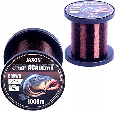 Karpfenschnur Angelschnur Jaxon CARP Academy 1000m Spule 0,25-0,35mm Feederschnur Karpfen Monofile (1000m/0,27mm/15kg), Braun