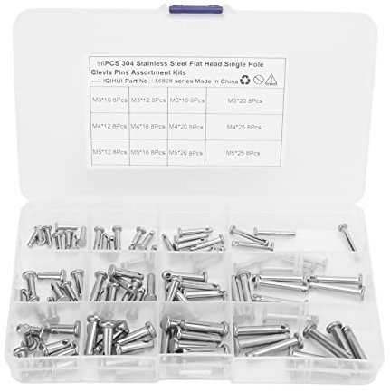Map Single Hole Clevis Pins, 12 Sizes Stainless Steel Clevis Pin Single Hole Flat Head T Shape Round Pin Assortment Kit for Car(#4) Hand Tools Auto Insurance and Auto Repair