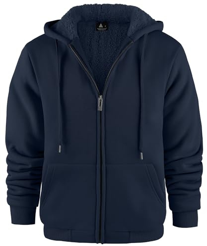 JACKETOWN Sweat Homme Capuche Zippé Veste Polaire Chaude Hiver Sprort Doublé Sweat-Shirt à Capuche Doublure Hoodie