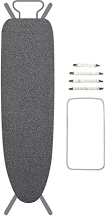 Treer Baumwollbezug Bügelbrettbezug für Dampfbügeleisen mit 4 Clips Bügeltischbezug Weich Komfort Polster Bezug für Bügeltischbezug mit Kordelzug (147x48cm,Dunkelgrau)