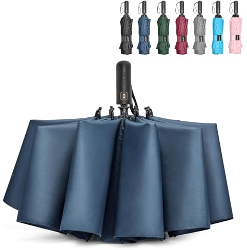 G4Free 54 Pouces Parapluie Pliant, Compact Parapluie Automatique，Grand Parapluie Pliant，Parapluie de Poche，Auvent Doublement Ventilé