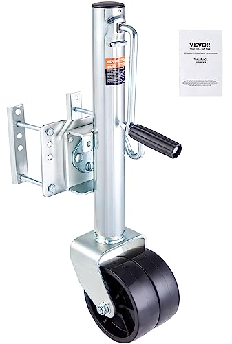 VEVOR Cric de Remorque pour Bateau, Charge 681 kg, Roue Jockey avec Roues en PP et Poignée pour Soulever Camping-Car, Remorque à Chevaux, Utilitaire, Yacht